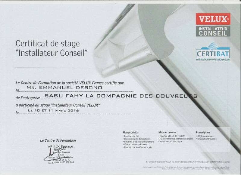 Stage Installateur Conseil Velux